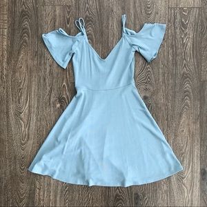 BOGO Lulus Cute Open Shoulder Blue Flare Dress